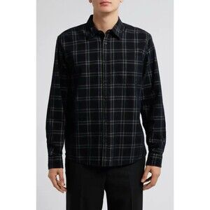 WAX LONDON Shelly Button-Up Shirt Small Navy Blue NEW Casual Plaid Fall Designer